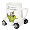 M_031 SPEEDY biały kubek z porcelany na kółkach