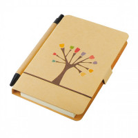 37977p-13 Notes 80x140/50k gładki Tree z długopisem, beżowy