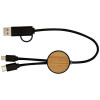 12442190f Chechia kabel do synchronizacji danych i szybkiego ładowania 5 w 1 27 W o długości 30 cm z tworzyw sztucznych pochodzących z recyklingu z detalami z bambusa