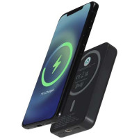12444190f Acrab magnetyczny bezprzewodowy powerbank o pojemności 5000 mAh i mocy 15 W z technologią PD 20 W — wykonany z tworzyw sztycznych pochodzących z recyklingu.